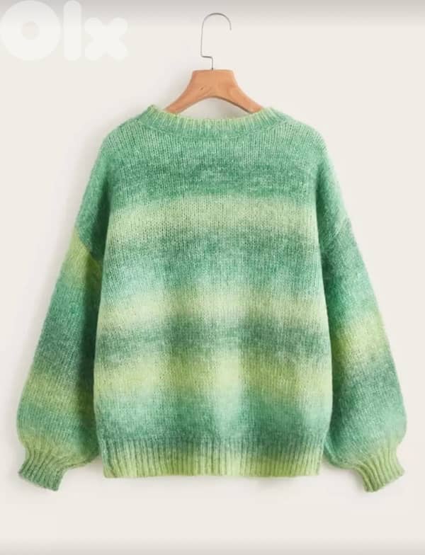Green Ombre Knit Crewneck Sweater (Relaxed Fit) 1