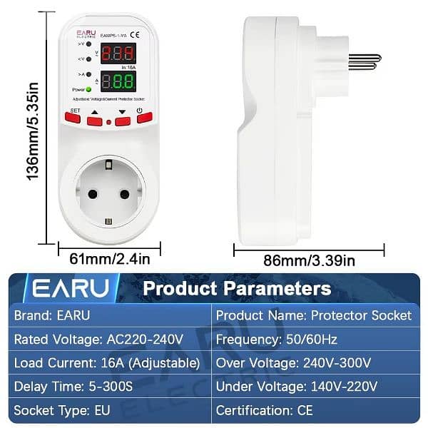 EARU Automatic Voltage Surge Current Limiter Protector 4