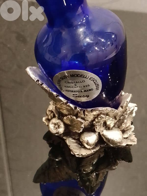 Antique Vase Crystal with attached 925 Silver Base‎ Created by Susy. 1