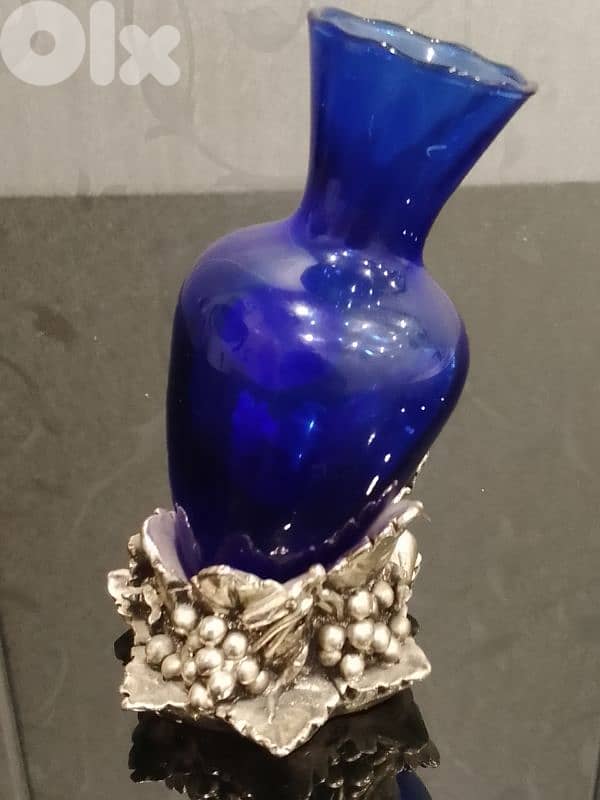 Antique Vase Crystal with attached 925 Silver Base‎ Created by Susy. 2