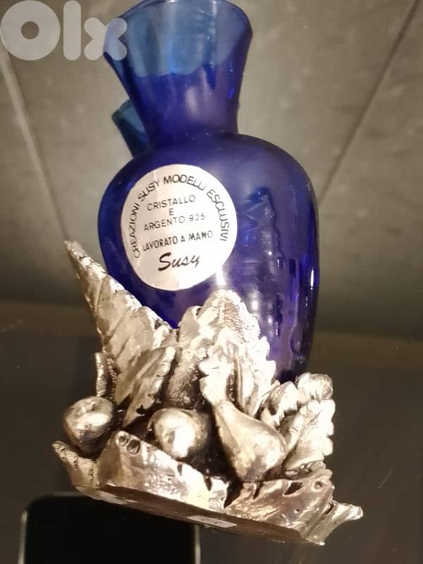 Antique Vase Crystal with attached 925 Silver Base‎ Created by Susy. 4
