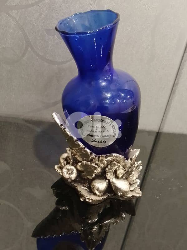 Antique Vase Crystal with attached 925 Silver Base‎ Created by Susy. 5