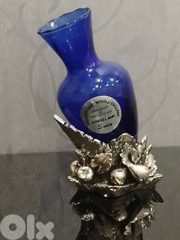Antique Vase Crystal with attached 925 Silver Base‎ Created by Susy. 6