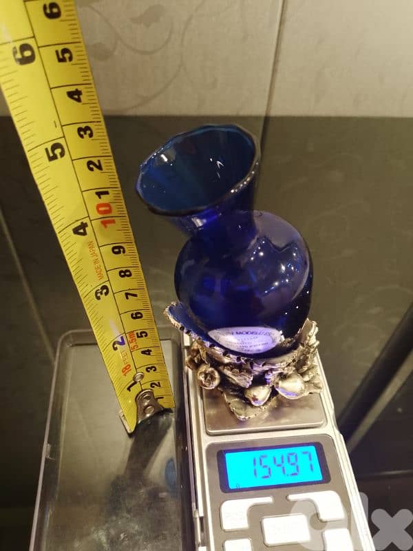 Antique Vase Crystal with attached 925 Silver Base‎ Created by Susy. 11