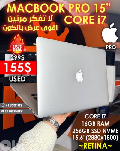 APPLE MACBOOK PRO Core i7 15” (2880x1800) LAPTOP APPLE MACBOOK PRO Core i7 15” (2880x1800) LAPTOP