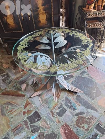 set tables and floor lamp