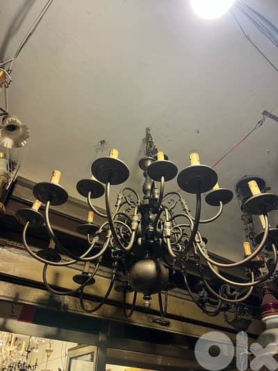 flemish dutch double chandelier lights bronze big size ثرية هولندية