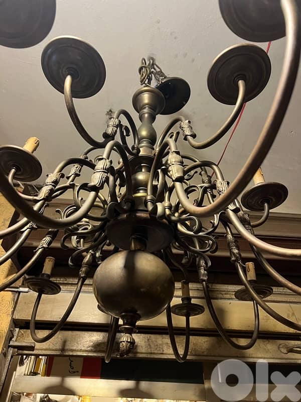 flemish dutch double chandelier lights bronze big size ثرية هولندية 4