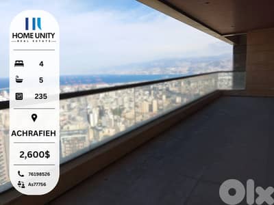 apartment for rent in achrafieh , sea view