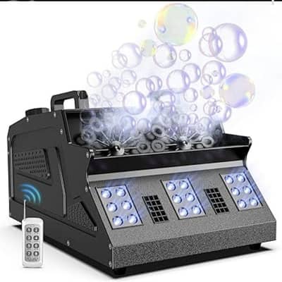 3 in 1 Fog Bubble& smoke Machine. 2 Bubble Fans, 7 CH RGB 18 LED Lights
