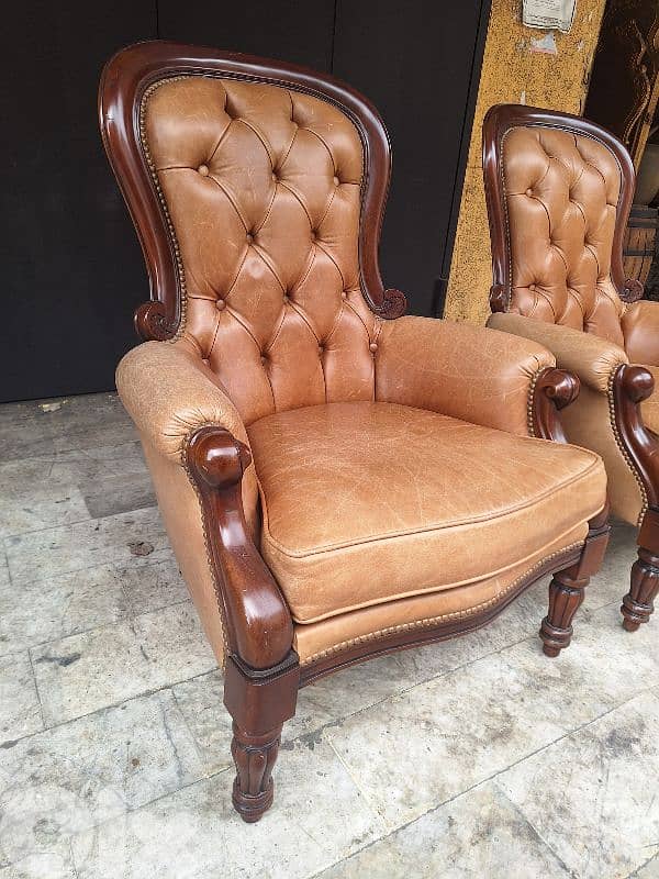 two pieces of chairs genuine leather original 2