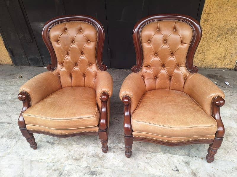 two pieces of chairs genuine leather original 3