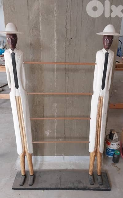 african hand carved wooden colonial figures تمثال عدد ٢ شغل افريقي