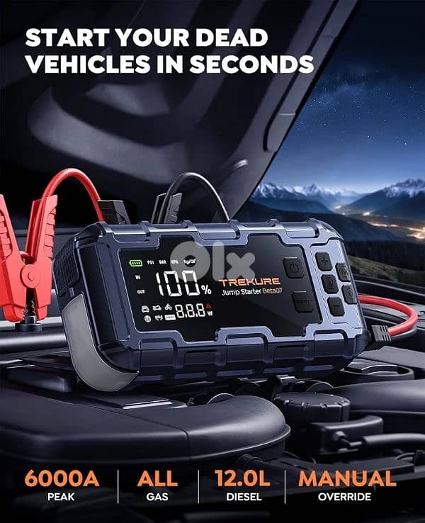 TREKURE 6000A Jump Starter with 160PSI Air Compressor, PD45W Charger 1