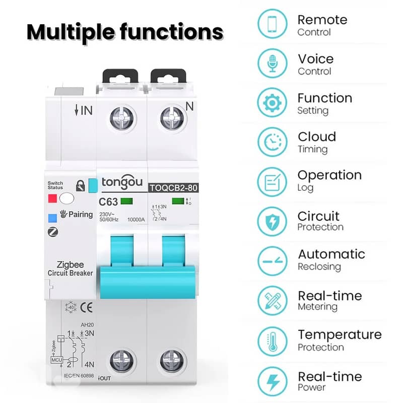 Tuya WiFi Smart Circuit Breaker Energy Meter 2P 3