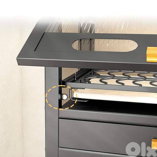 Carbon Steel Microwave Stand & Sealed Dish Cabinet with Knife Holder 3