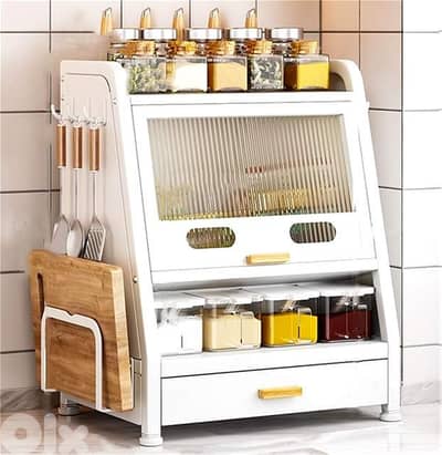 Magnetic Spice Rack Cabinet – Carbon Steel Organizer with Drawers