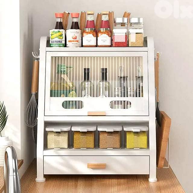 Magnetic Spice Rack Cabinet – Carbon Steel Organizer with Drawers 1