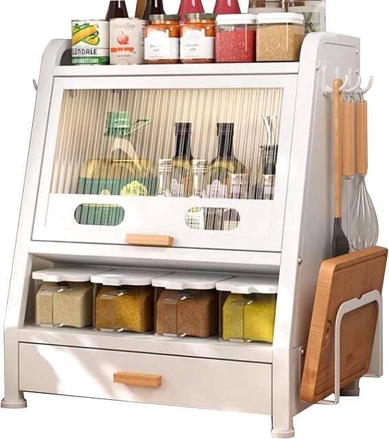Magnetic Spice Rack Cabinet – Carbon Steel Organizer with Drawers 8