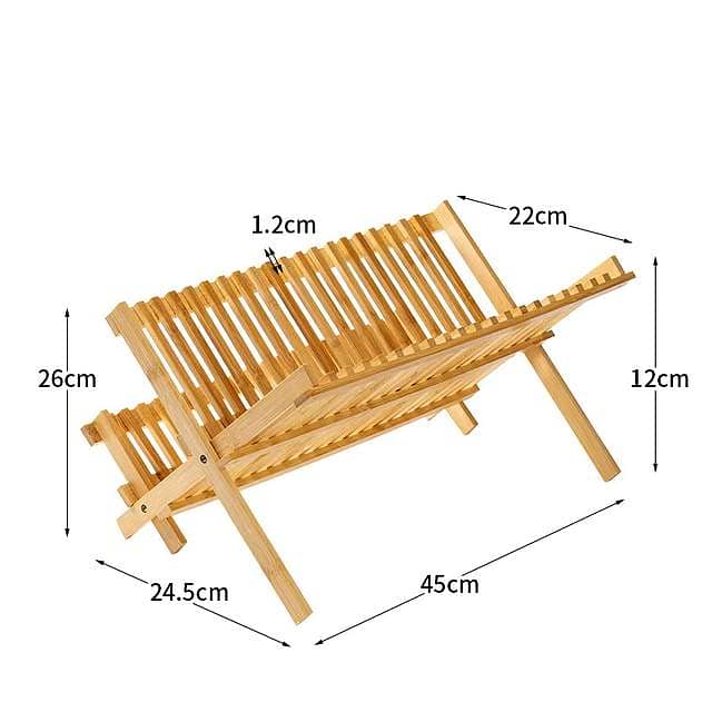 Bamboo Dish Drying Rack – Folding 2-Tier Wood Dish Drainer for Kitchen 11