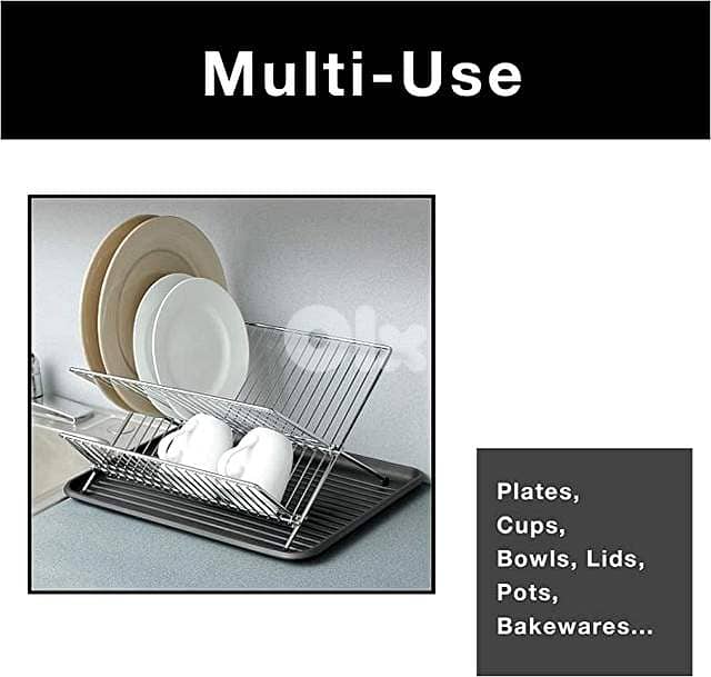 Folding 2-Tier Dish Drying Rack – X-Shaped Metal Dish Drainer 4