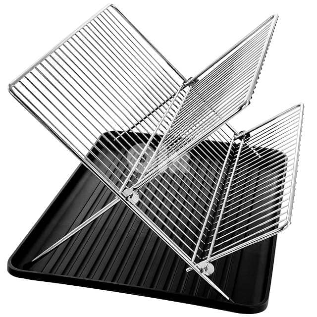 Folding 2-Tier Dish Drying Rack – X-Shaped Metal Dish Drainer 7