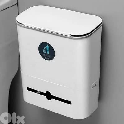 10L Hanging Waste Bin with Sliding Lid & Integrated Storage