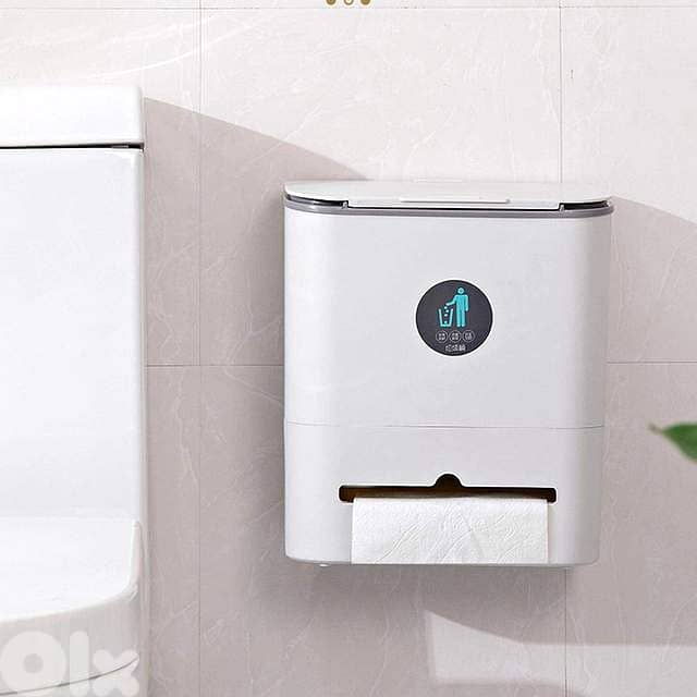 10L Hanging Waste Bin with Sliding Lid & Integrated Storage 1