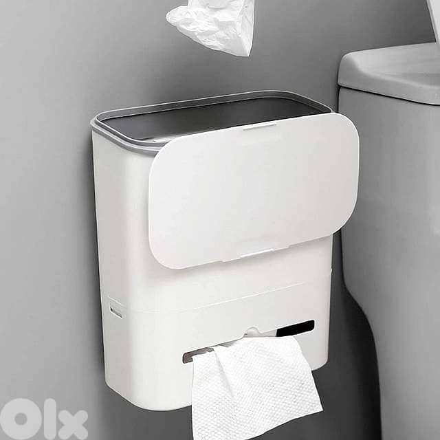 10L Hanging Waste Bin with Sliding Lid & Integrated Storage 4