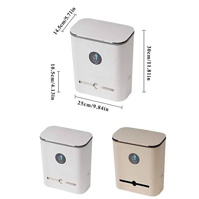 10L Hanging Waste Bin with Sliding Lid & Integrated Storage 8