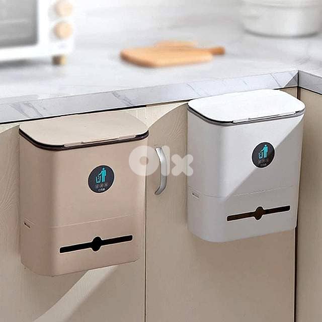 10L Hanging Waste Bin with Sliding Lid & Integrated Storage 10