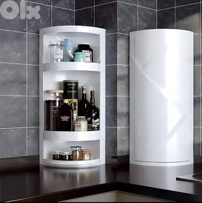 360° Rotating Bathroom Corner Organizer – Sealed Makeup Cabinet
