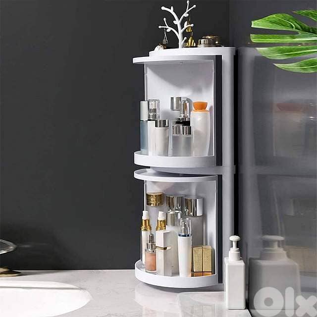 360° Rotating Bathroom Corner Organizer – Sealed Makeup Cabinet 1