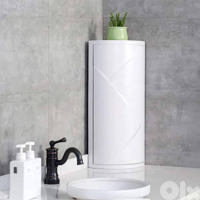 360° Rotating Bathroom Corner Organizer – Sealed Makeup Cabinet 2