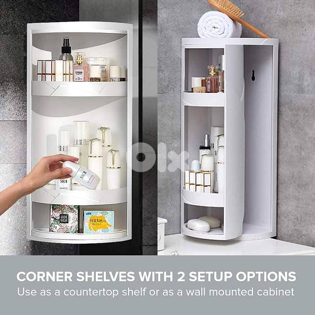 360° Rotating Bathroom Corner Organizer – Sealed Makeup Cabinet 5