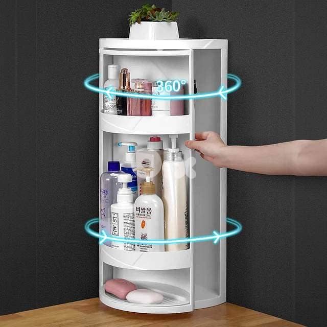 360° Rotating Bathroom Corner Organizer – Sealed Makeup Cabinet 7