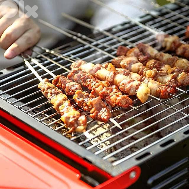 Portable Charcoal BBQ Station – Foldable Briefcase Grill with Shelves 3