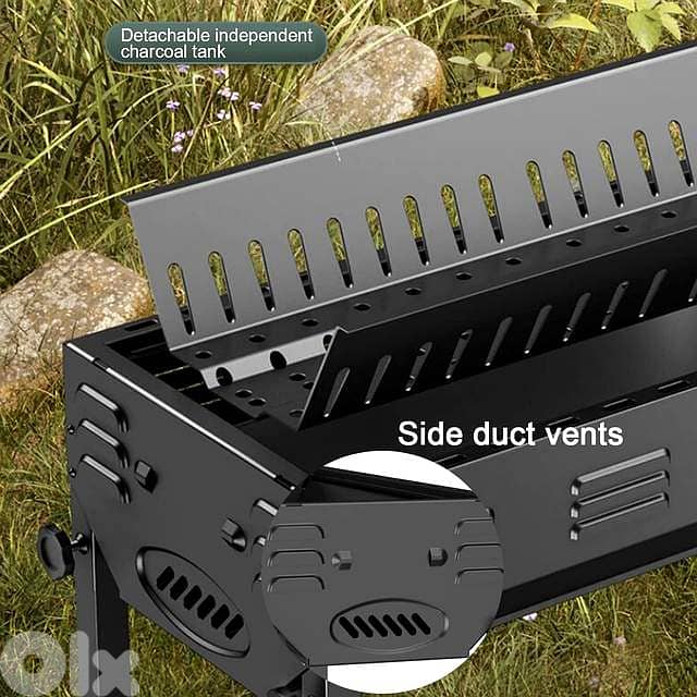 Portable Charcoal BBQ Station – Foldable Briefcase Grill with Shelves 6