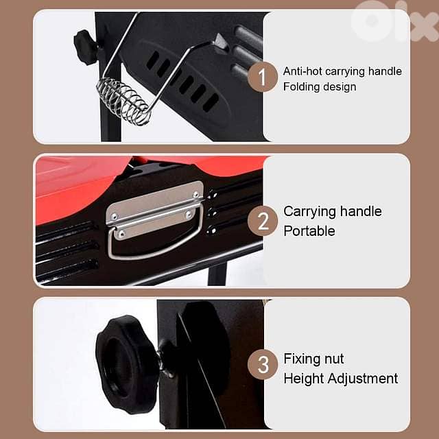 Portable Charcoal BBQ Station – Foldable Briefcase Grill with Shelves 8