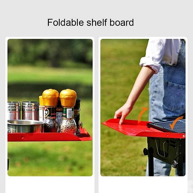 Portable Charcoal BBQ Station – Foldable Briefcase Grill with Shelves 12
