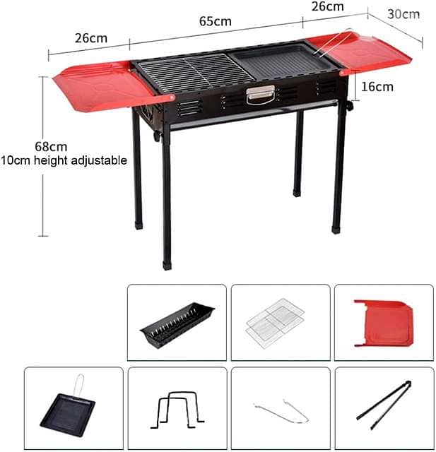 Portable Charcoal BBQ Station – Foldable Briefcase Grill with Shelves 13