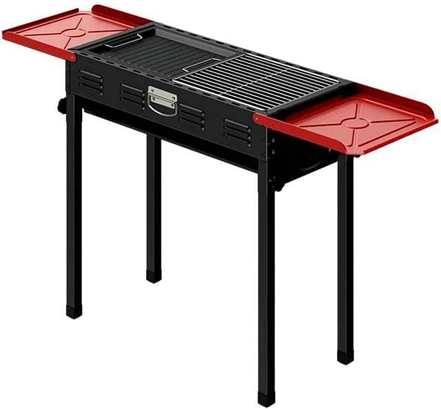 Portable Charcoal BBQ Station – Foldable Briefcase Grill with Shelves 14