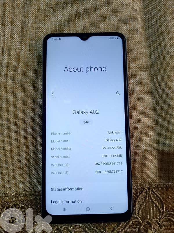 تلفون ماركة Samsung A02 معو 2 كفرات مستعمل نضيف السعر 80$ 9