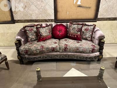 طقم كنبايات خشب زان ست قطع وطاولة