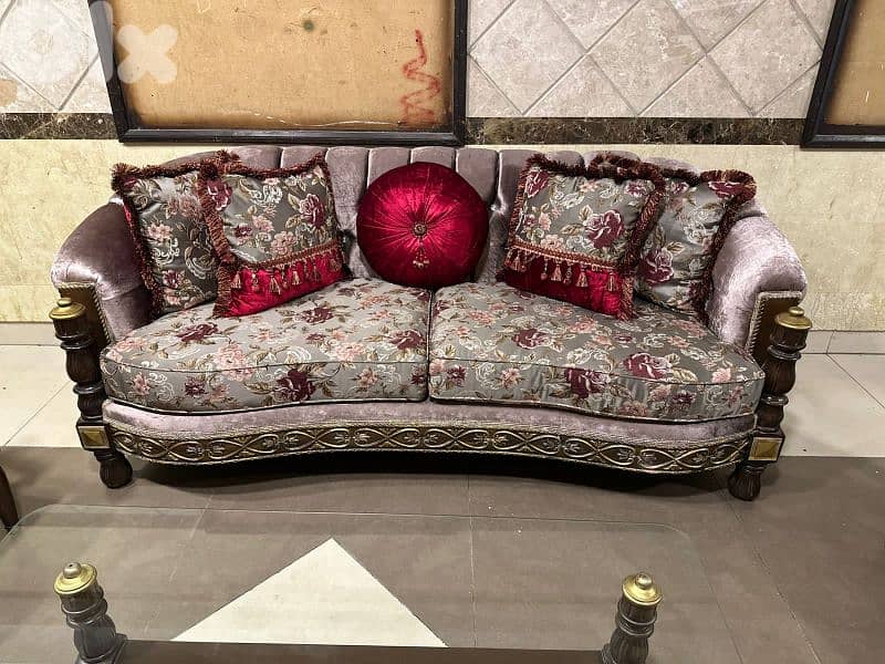 طقم كنبايات خشب زان ست قطع وطاولة 1