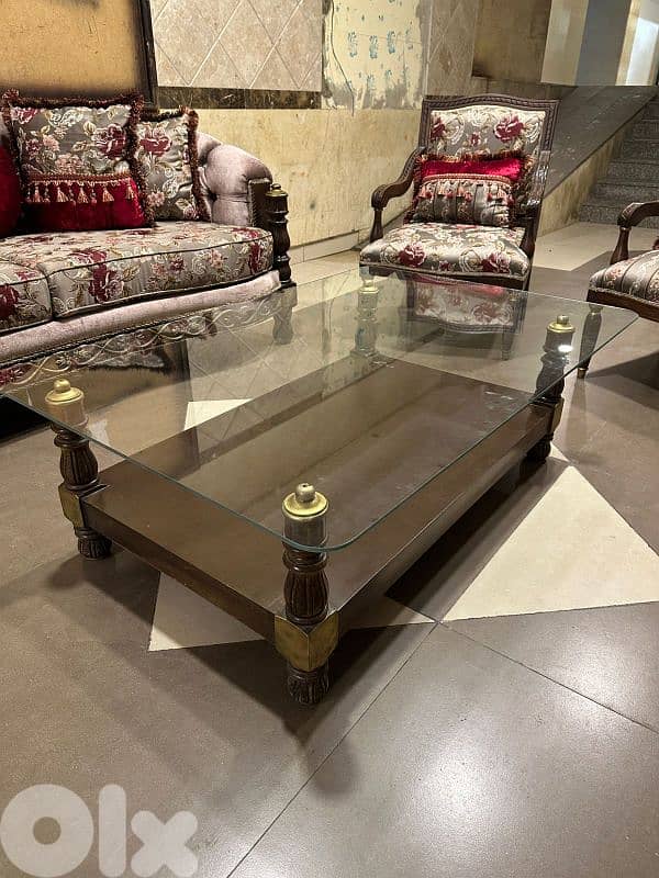 طقم كنبايات خشب زان ست قطع وطاولة 9