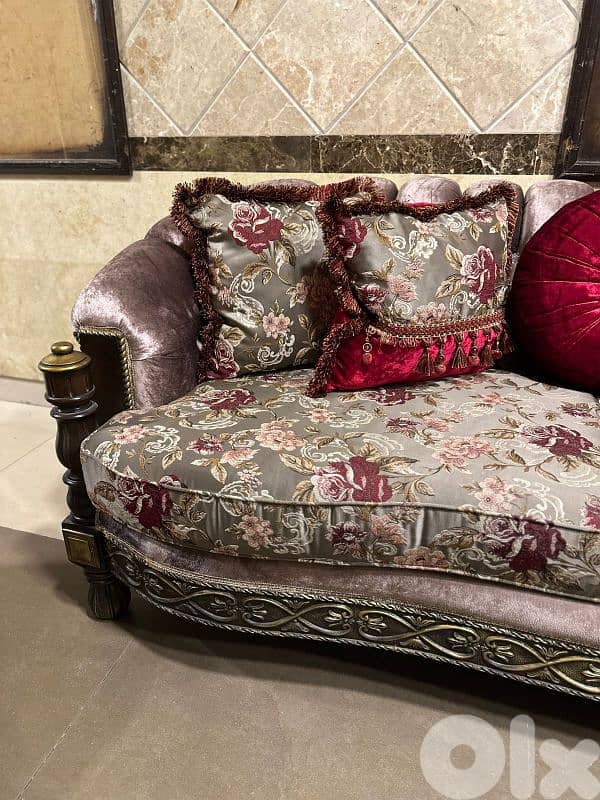 طقم كنبايات خشب زان ست قطع وطاولة 10