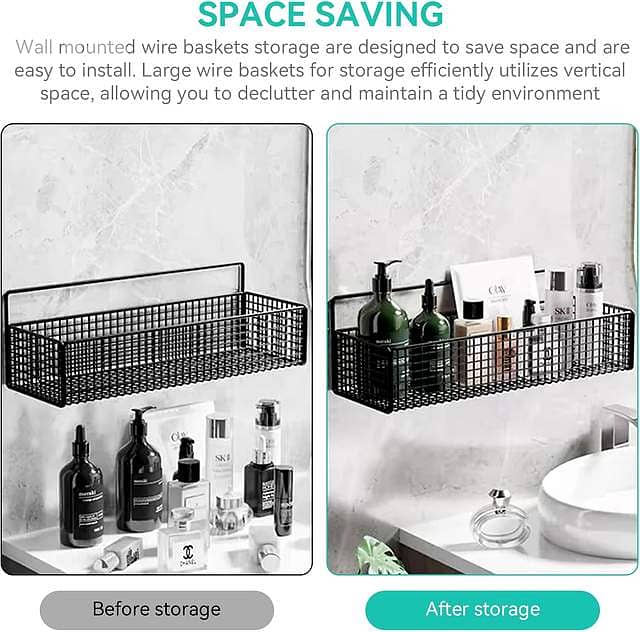 No-Drill Wall Mount Storage Basket – Heavy-Duty Iron Rack for Kitchen 2