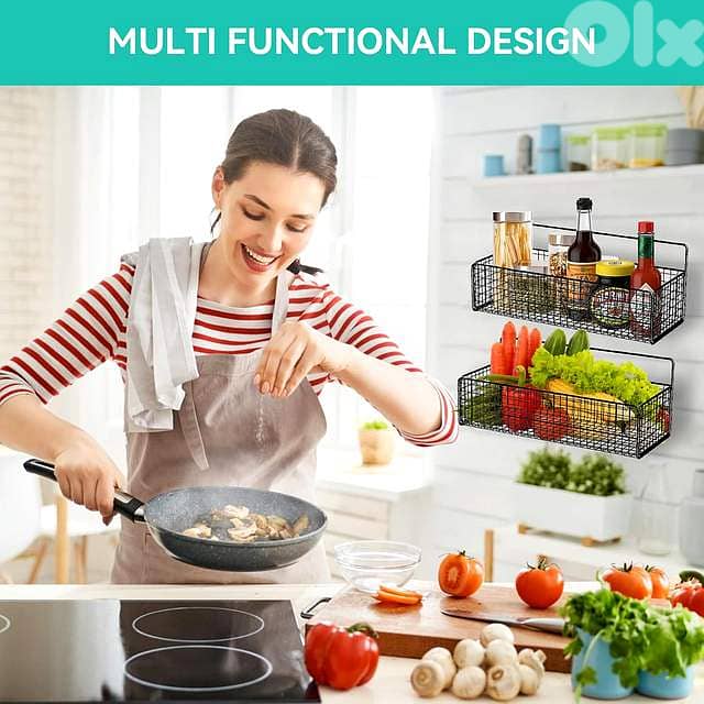 No-Drill Wall Mount Storage Basket – Heavy-Duty Iron Rack for Kitchen 4