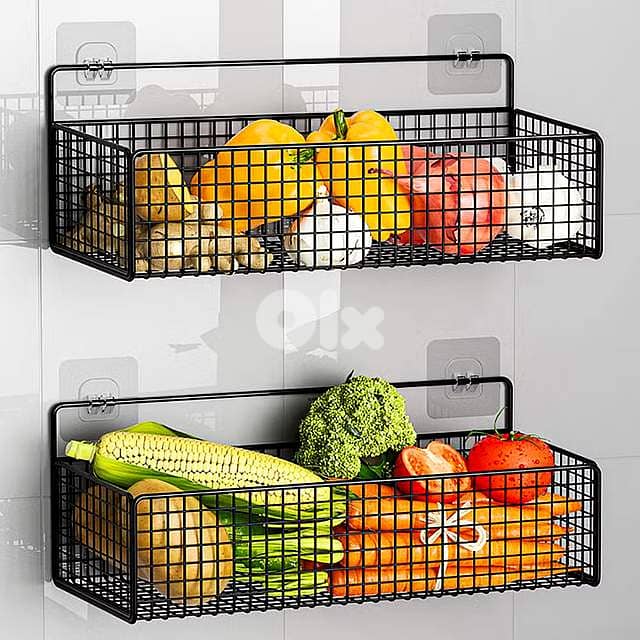 No-Drill Wall Mount Storage Basket – Heavy-Duty Iron Rack for Kitchen 7